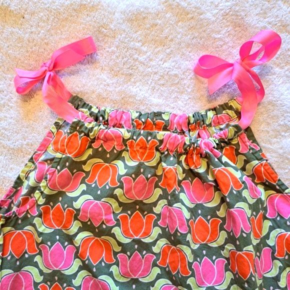 Hanna Andersson Tulip Floral Print Tie Shoulder Dress Size 130/8 - Picture 3 of 5